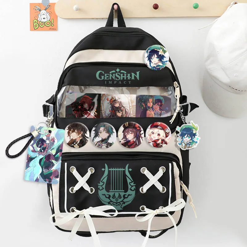 Fashion Genshin Impact Backpack Students Book School Bag Kawaii Girls Boys Laptop Fashion Anime Bags