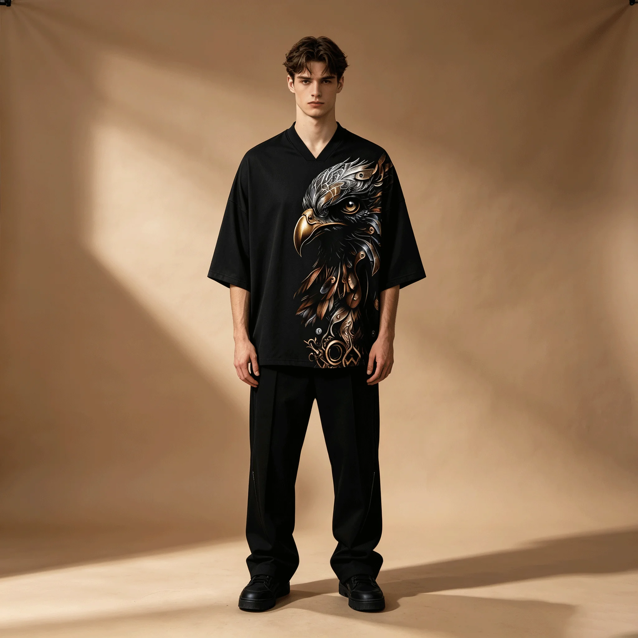 Street Fashion Urban - Ozdobiona koszulka z dekoltem w kształcie