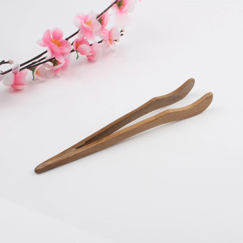 1x Eight Bamboo Incense Clip Teahouse Accessories for Ceramic Cups Clamp 16.8cm Curved Tongs