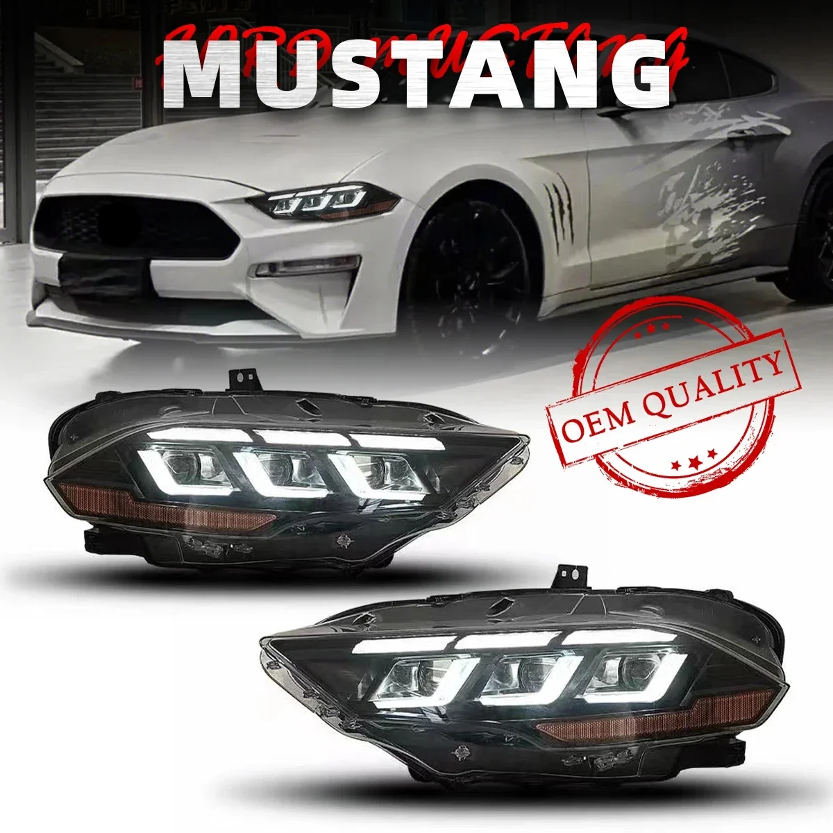 High qualityCar Headlamp Modified LED Head Lamp 6 Lenses Head Light LED Daytime Running Lights for   Mustang 2018-2023