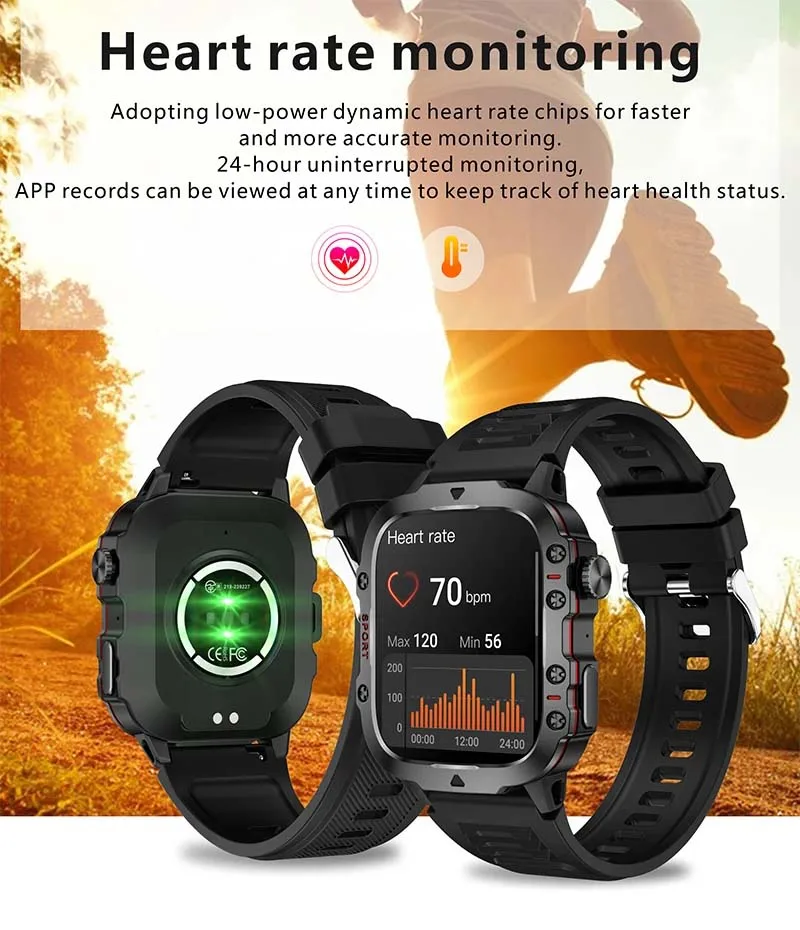 Xiaomi-reloj inteligente militar para hombre, dispositivo resistente al agua hasta 3ATM, para deportes al aire libre, Monitor de salud, llamadas BT,