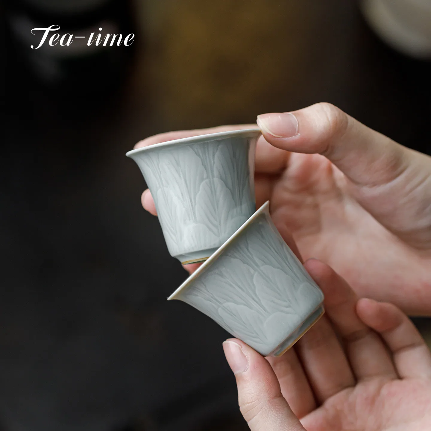 Ru Kiln Tea Cup Porcelain Cups Handmade Relief Teacups Ceramic Teacup Maker Drinking Beautiful Supplies Bowl Japanese Puera Pair