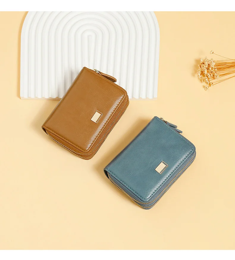 Unisex Large Capacity Accordion Card Holder Key Storage Zipper Wallet Multi-Function Door Access Control Organizer