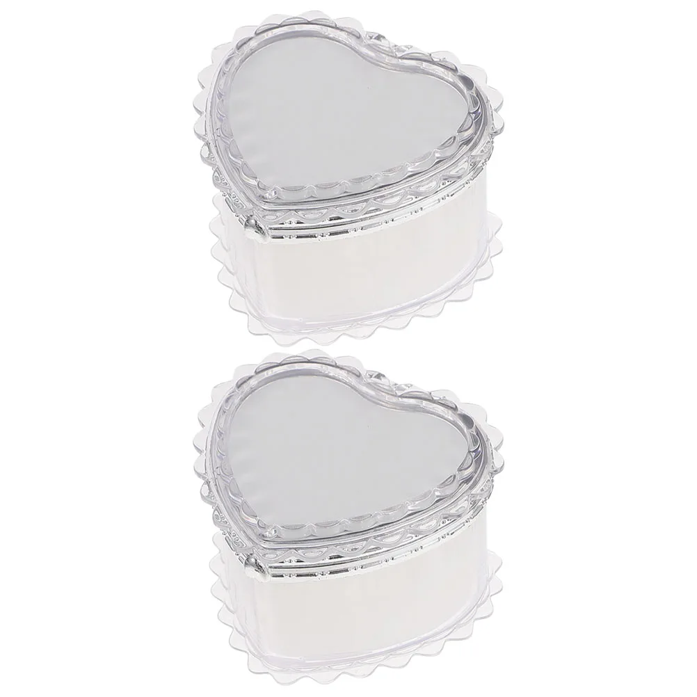 

2Pcs Heart Jewelry Box ganizer Small Storage Container Portable Holder for Earrings Pendants Brooches Hairpins Travel Gift Decor
