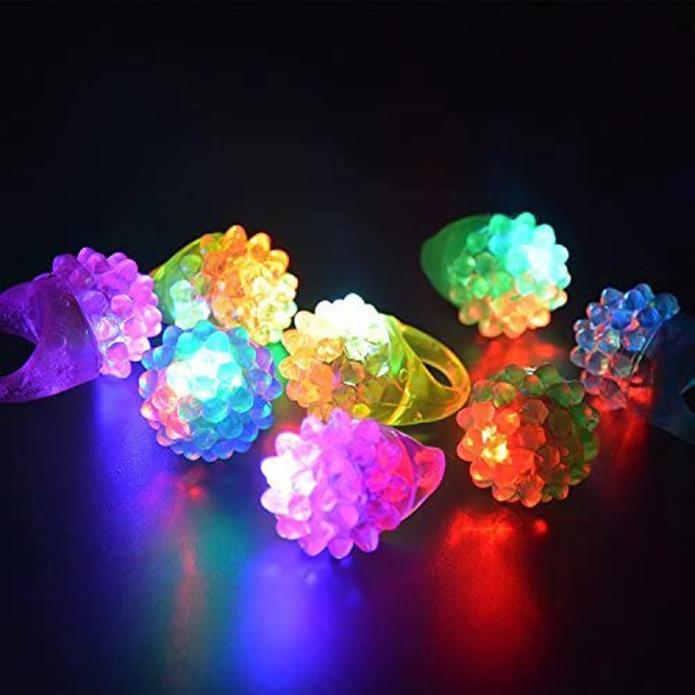 Juguetes para fiestas, anillo para dedo que brilla en la oscuridad, anillos luminosos coloridos, juguetes iluminados, anillos LED intermitentes, anillo de gelatina acolchado