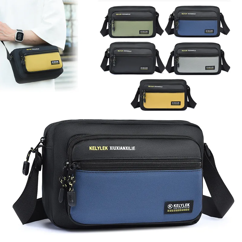 

Oxford Cloth Men's Crossbody Bag Multi-Layer Business Money Bag Mobile Phone Bag Soft Handle Casual Leisure Oulder Bag Wallet