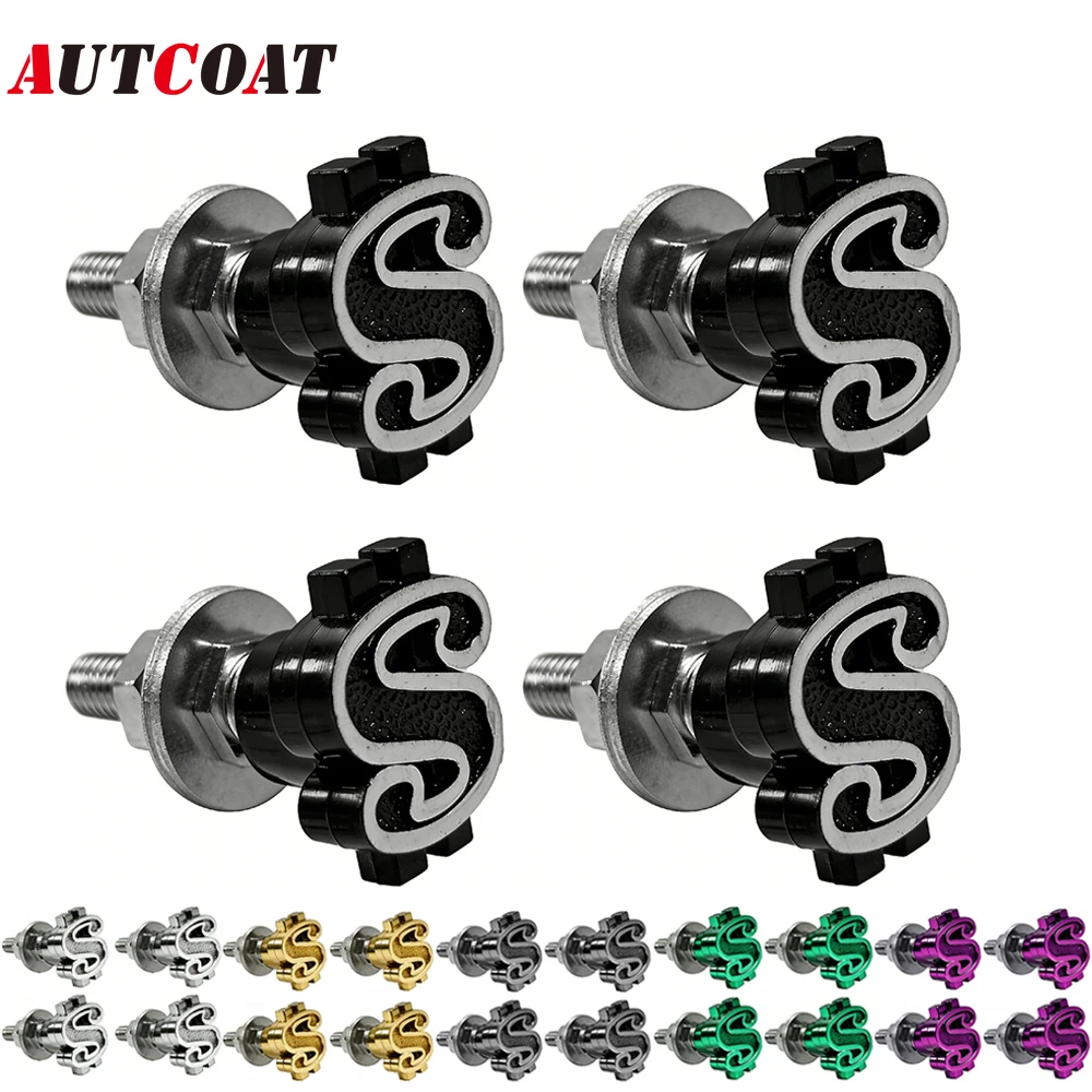 

4PCS Dollar Bolts Motorcycle License Plate Frame Fasteners Car Tag Screw Kit Fit Vehicles Motorcycle Trucks SUV