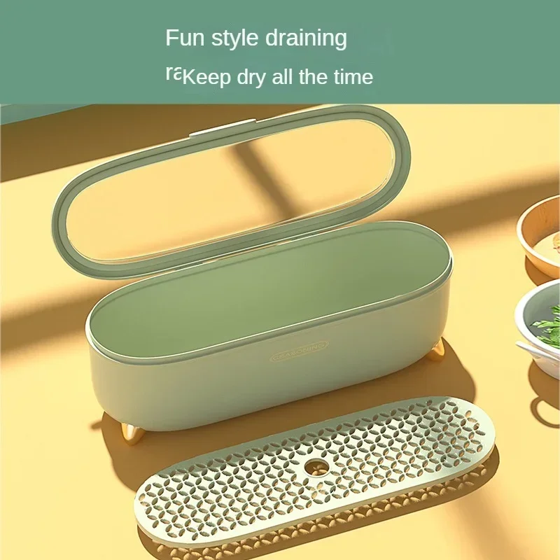 Light luxury tableware storage box drain chopsticks  household dustproof chopsticks tube kitchen spoon with lid chopsticks cage