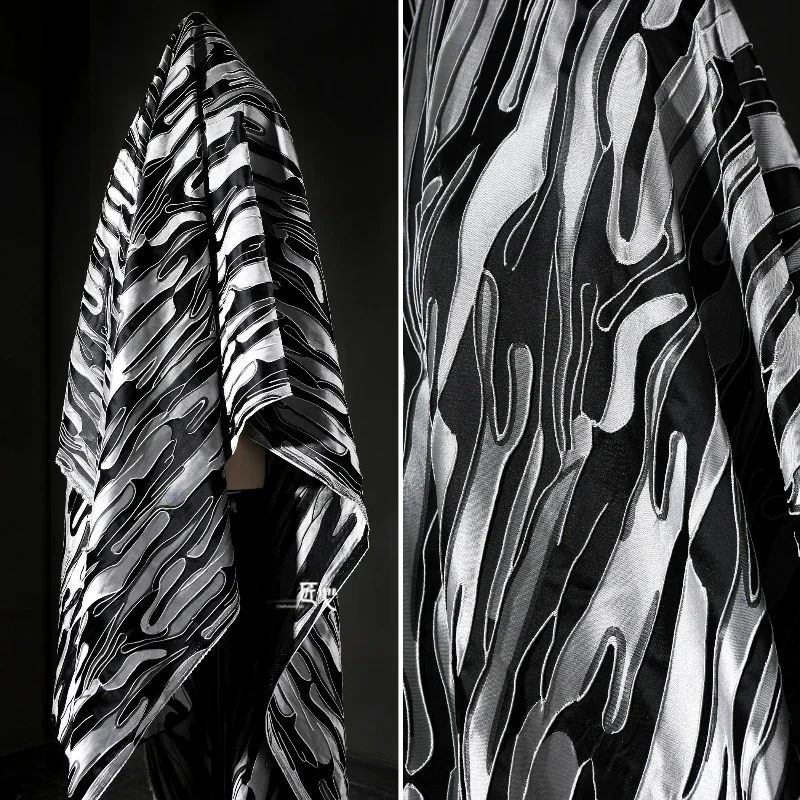 

Abstract Face Jacquard Fabric Black Gray Chinese Style Cheongsam Coat Horse Face Skirt Pants Clothing Designer Fabric