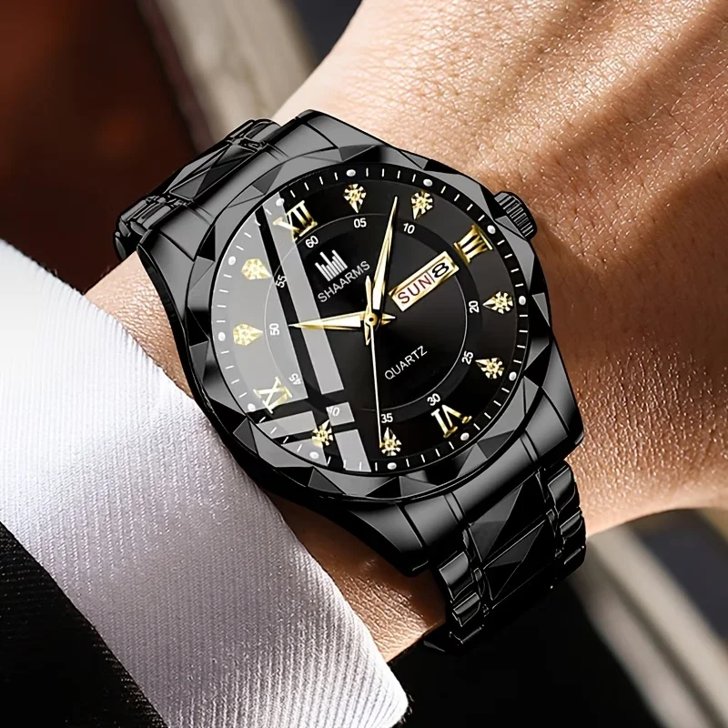 Men's Elegant Casual Watch, Unique Rectangular Dial Design Quartz Watch Perfect Gift for Anniversaries & Daily Wear