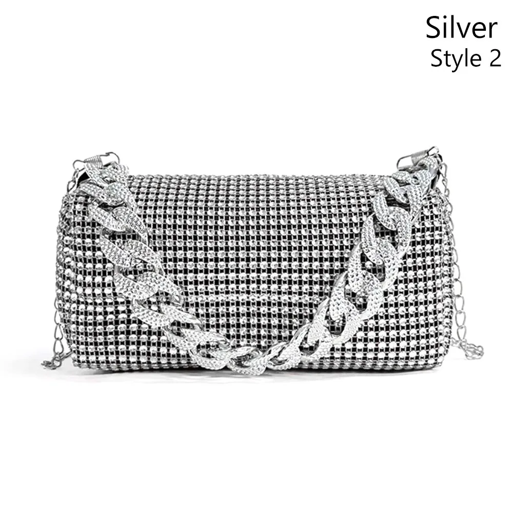 

All Diamond Design​​ Shoulder Bag ​​Personalized Color​​ Thick Chain Bucket Bag ​​Sparkling ​Wedding Accessory​​ ​​Crossbody Bag