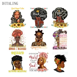 Black Beauty Patch For Clothing God dice I Am fai da te lavabile t-shirt Sticker nero Afro Girl adesivi termici per vestiti decalcomanie