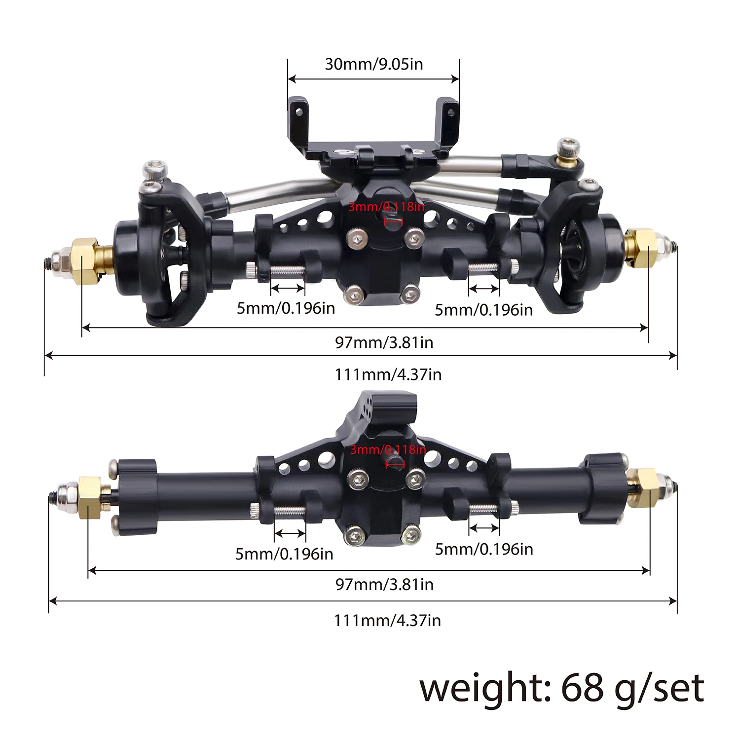 Plastic Front Rear Axle Set Complete With Servo Mount For 1/24 RC Crawler Axial SCX24 Gladiator Bronco C10 Upgrade Parts