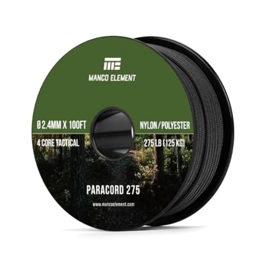 

2.4mm Paracord 275LBS 100Feet Rope Cord - 4 Strand, Nylon and Polyester, Abrasion Resisce