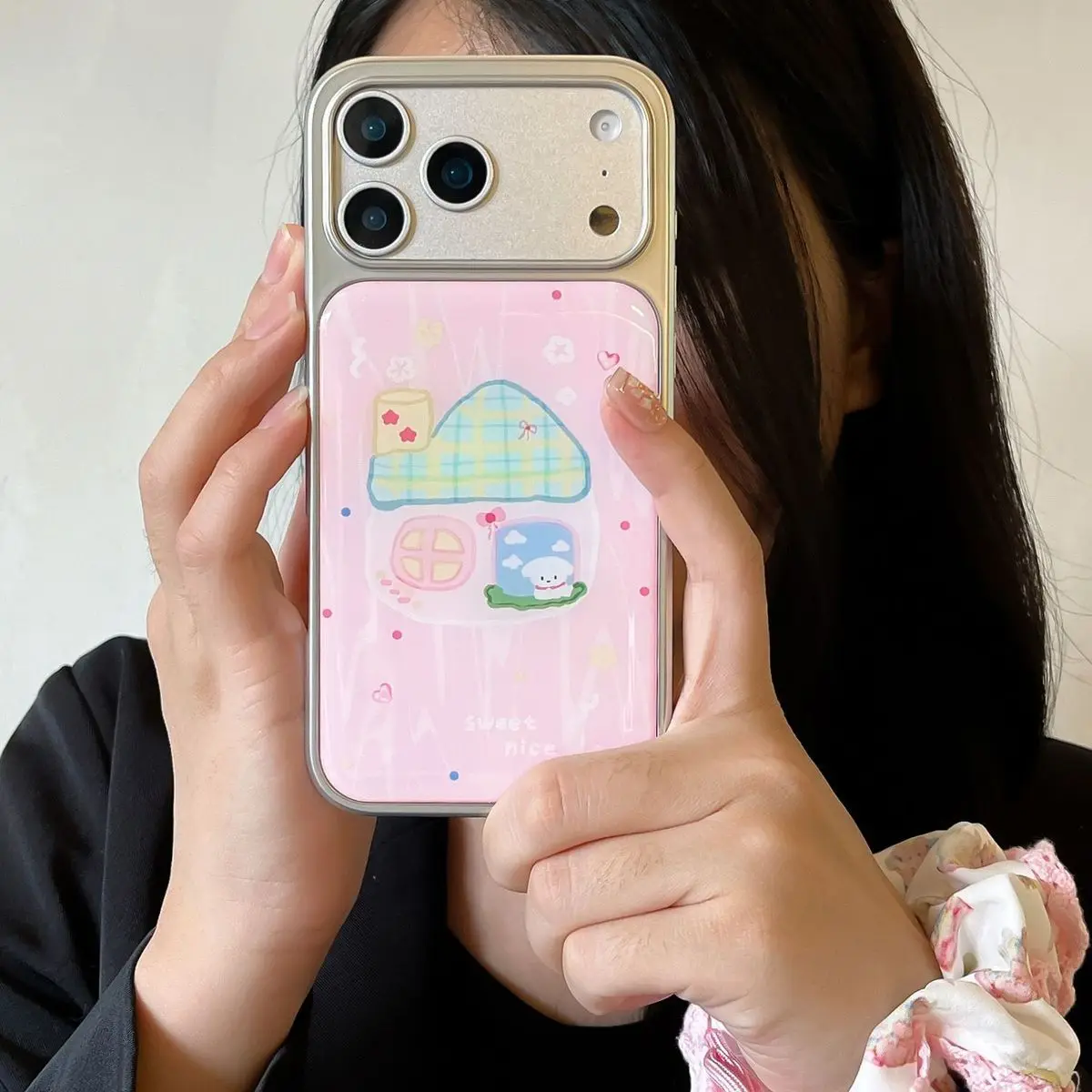 

INS модный розовый милый чехол для телефона West Highland House с клеем для iPhone17Promax 16 15 14 13Pro Max с защитой от падения