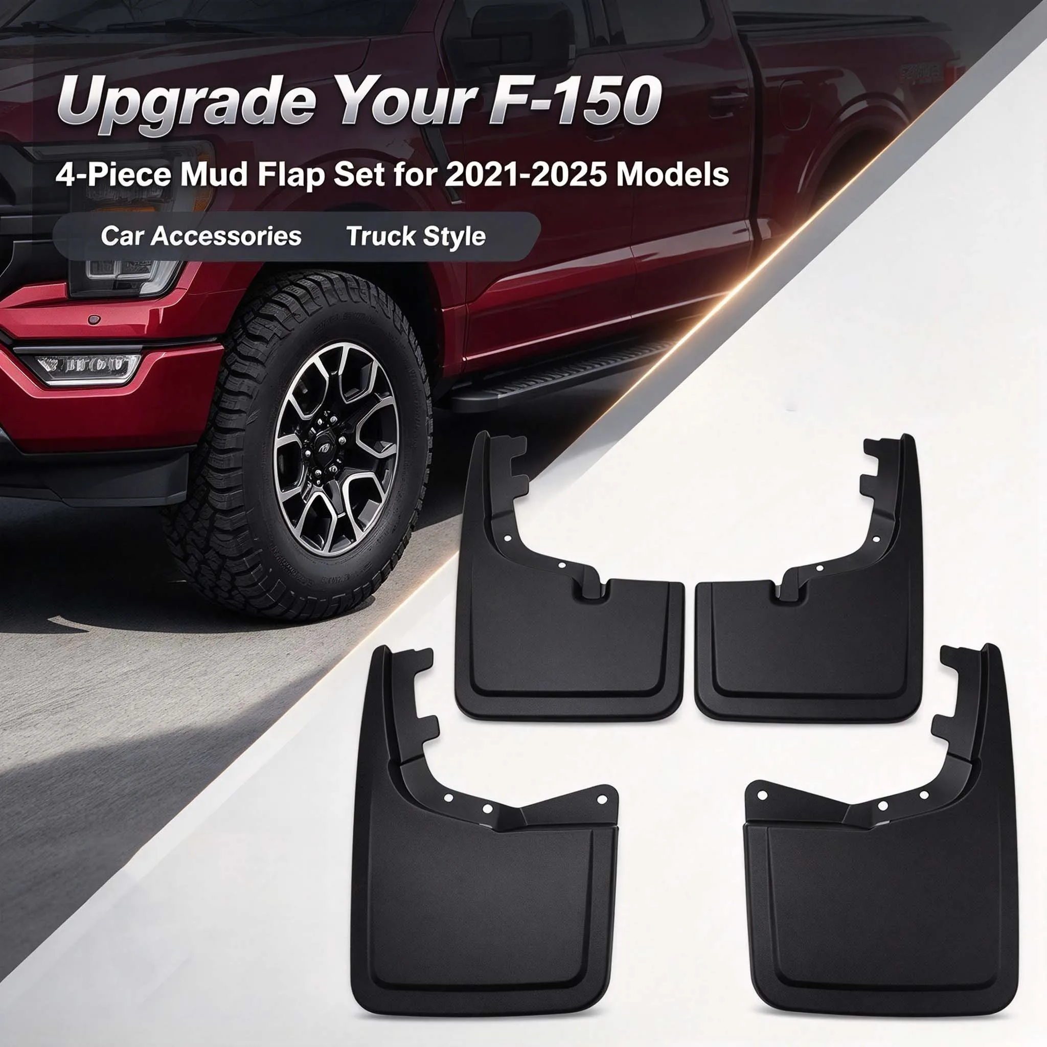 Splash Guards Mud Flaps Front and Rear Compatible with 2021-2025 Ford F-150 Lightning Fender Mudguards Car Exterior Accessories