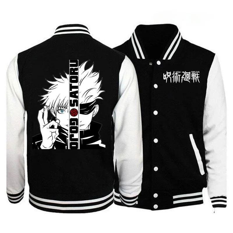 

New Jujutsu Kaisen Gojo Satoru Baseball Jacket Men Women Fashion Anime Jacket Baseball Jersey Casual Outdoor Baseball Coats