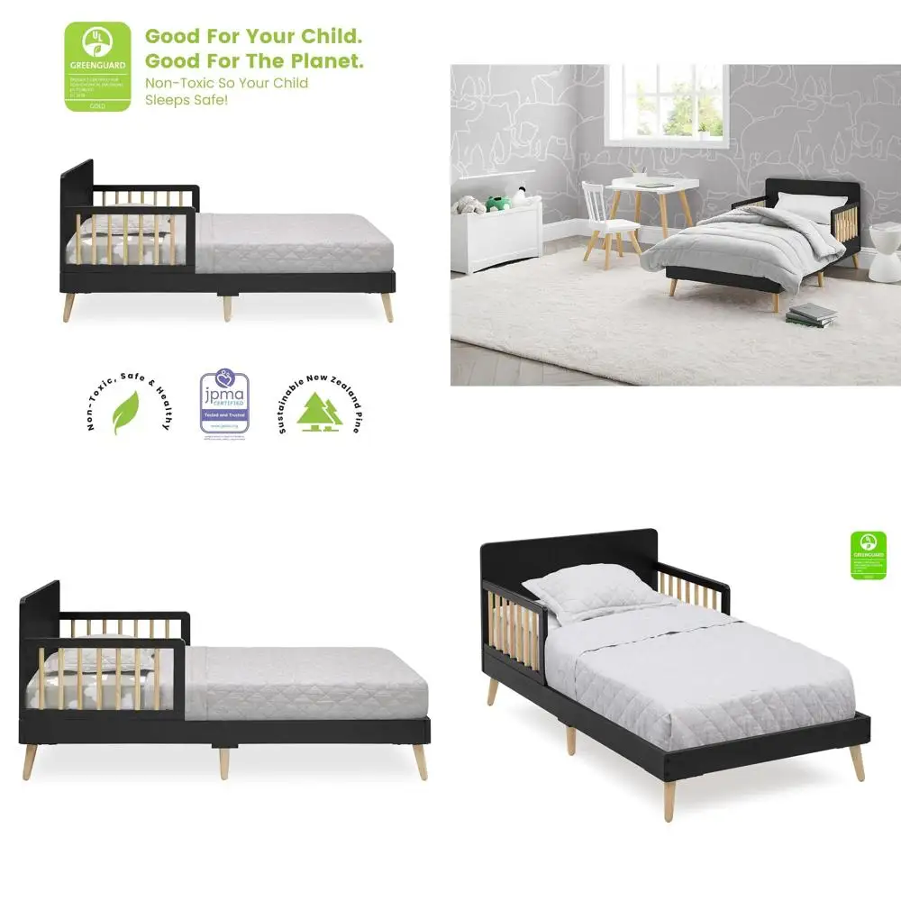 

Logan Wood Toddler Bed by Children, Night Grey/Natural, Greenguard Gold Certified