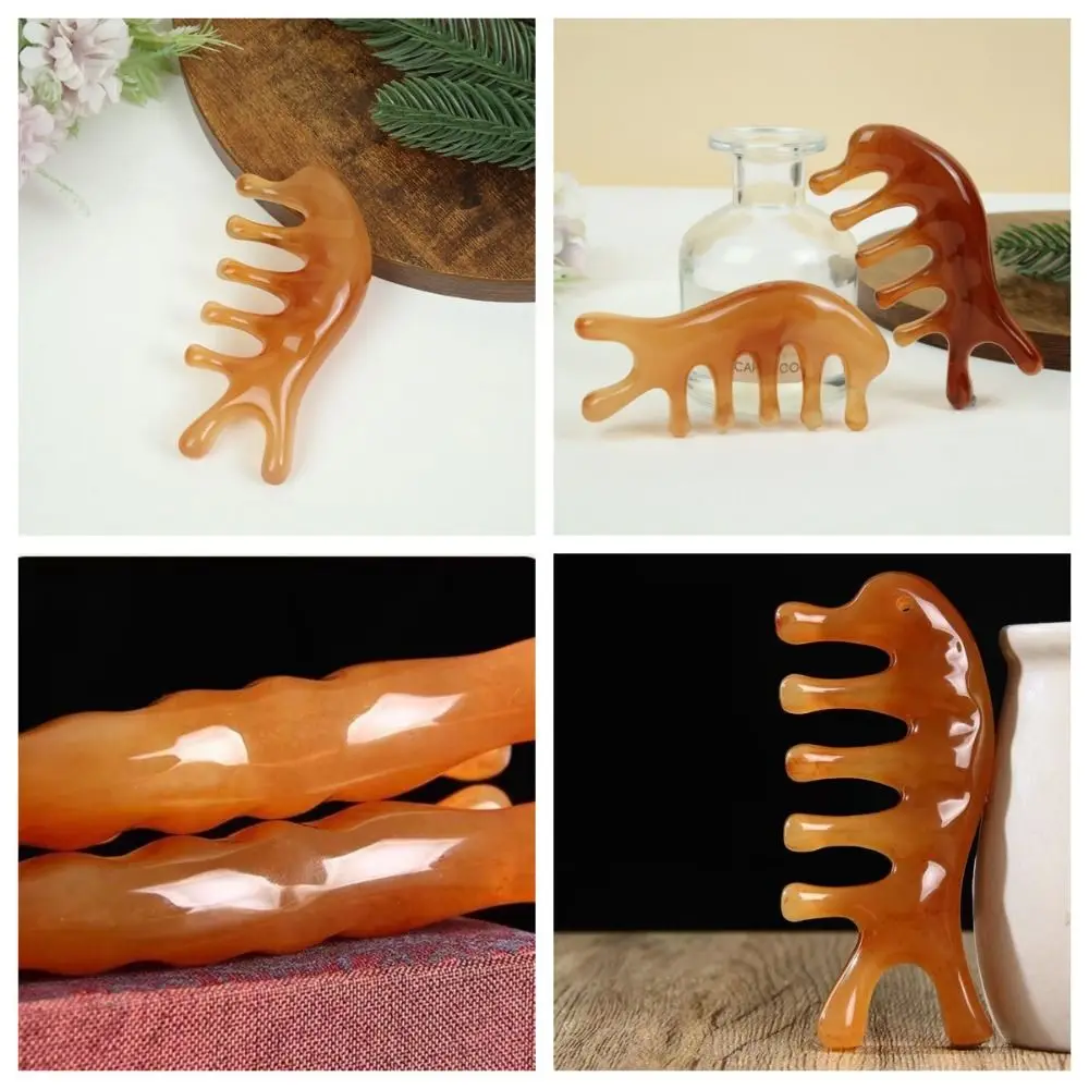 

Массажная расческа Little Dolphin Gua Sha, массажная расческа с пятью зубьями, расслабляющая смоляная массажная расческа для тела для женщин и мужчин