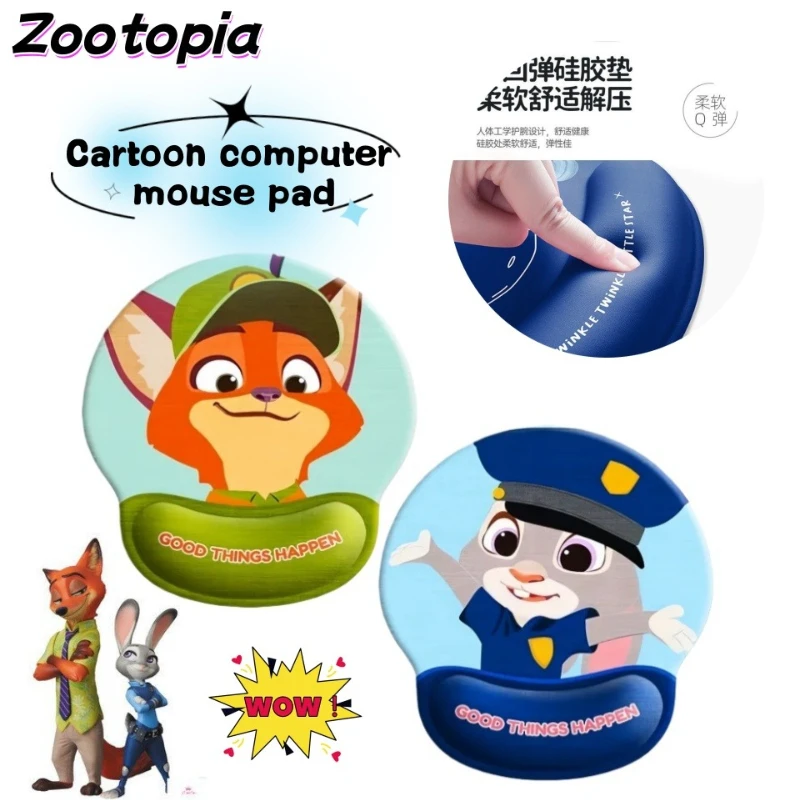 

Коврик для мыши с подставкой для запястий Zootopia Judy Hopps, милый мультяшный 3D силиконовый удобный противоскользящий мягкий настольный коврик, аксессуар, подарок на праздник