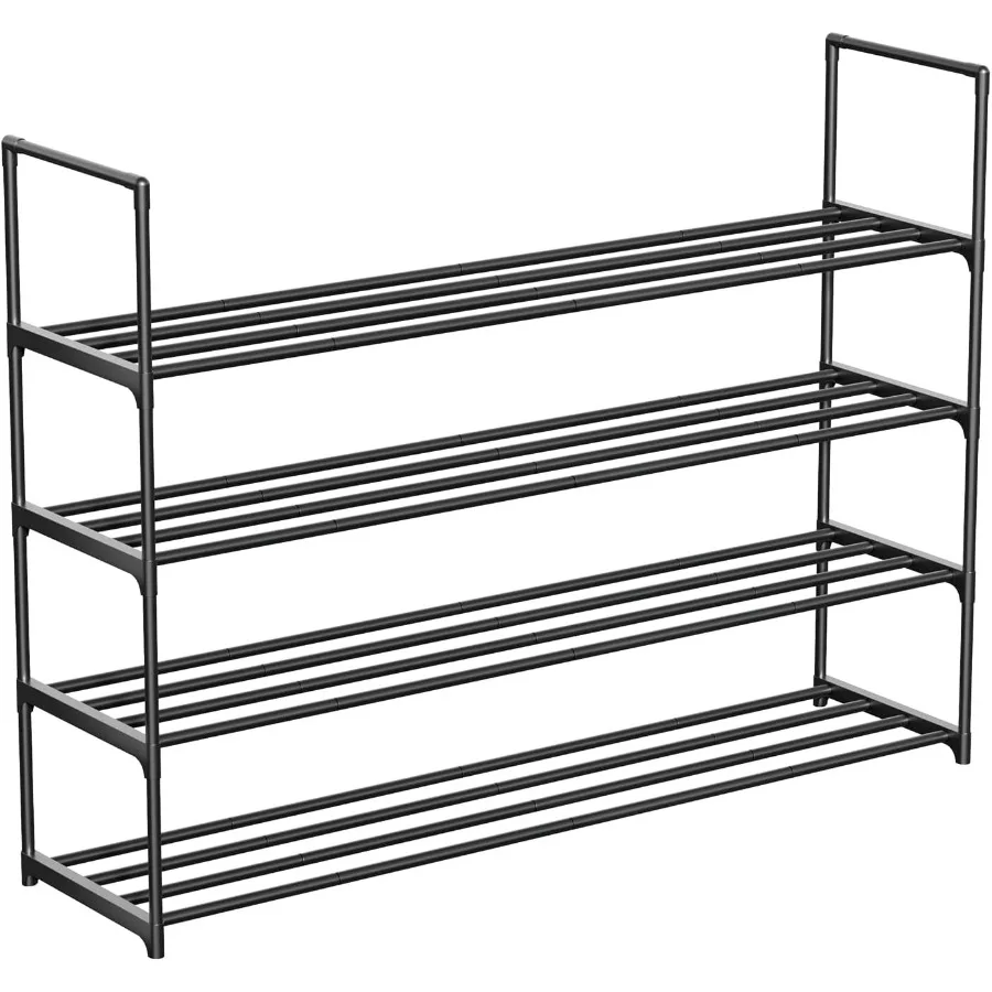 

Shoe Rack 4Tier Metal Shoe Rack Stylish Black Shoe Organizer for 20 Pairs Easy to Assemble Entryway Storage Shelf