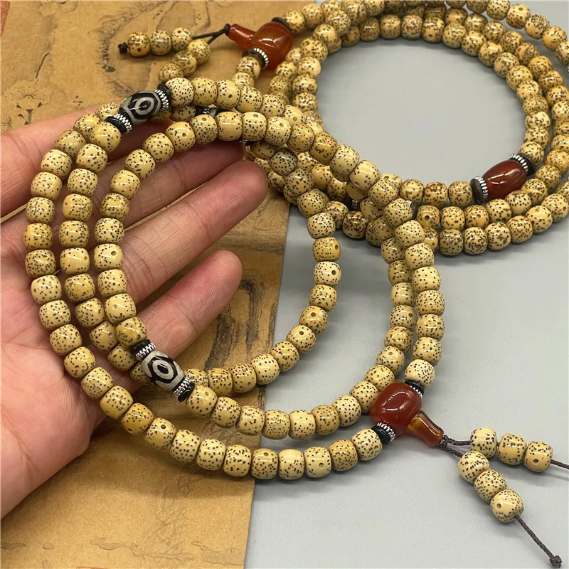 Star Moon Bodhi Seed authentic, with a patina from the first month 108 Buddhist prayer beads necklace sweater chain