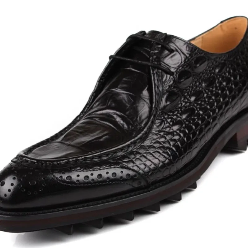 Men's Business Crocodile Pattern British Korean Edition Formal Leather Shoes Thick soled Wedding Shoes