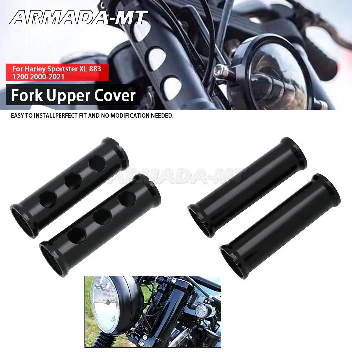 For Harley Sportster Iron 883 1200 XL1200 Roadster Custom 2000-2023 Motorcycle Upper Shock Absorber Front Fork Boot Slider Cover