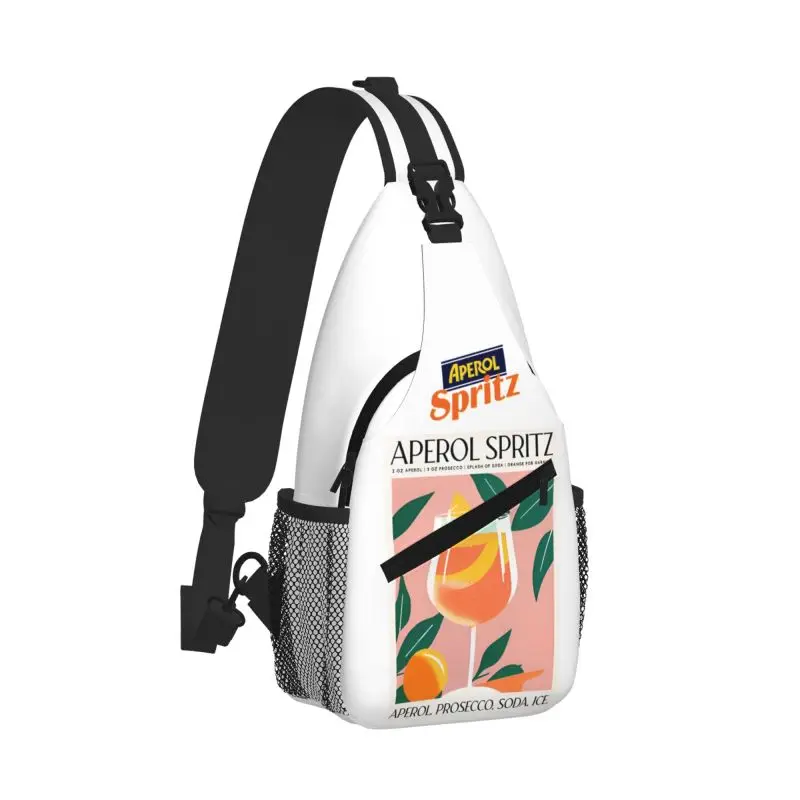 Cocktail Drink Orange Spritz Aperols Sling Chest Bag Customized Shoulder Crossbody Backpack for Men Travel Hiking Daypack