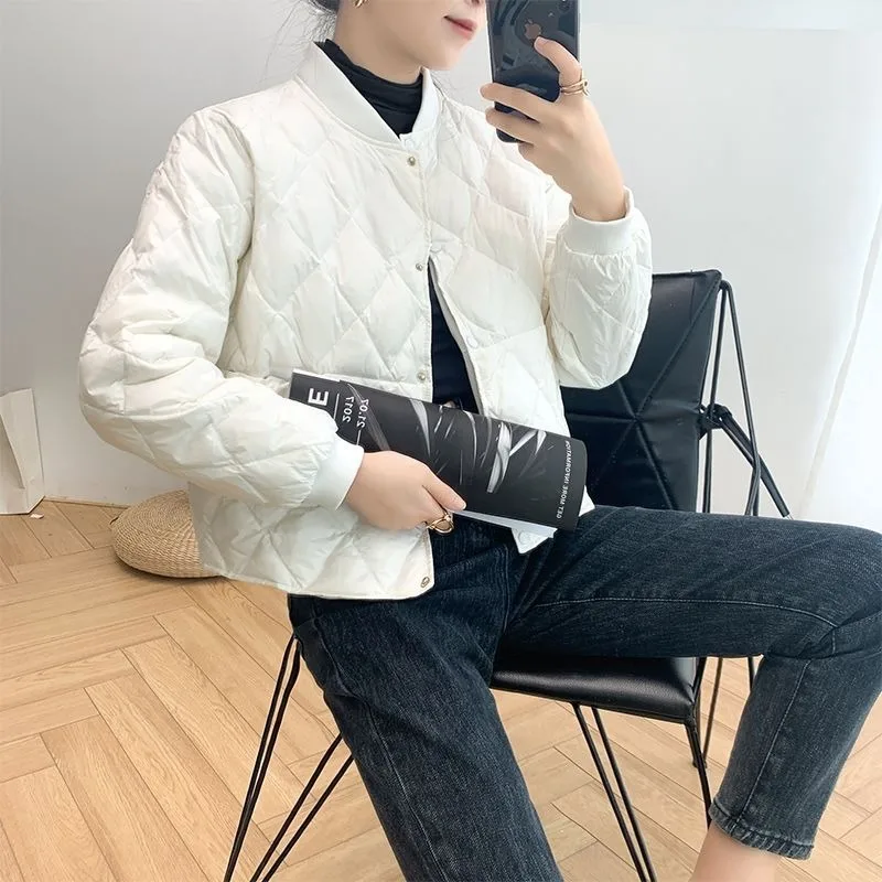 Women Jacket 2026 New Autumn Winter Fashion Loose Casual Lightweight Warm Stand Collar Single Breasted Jackets Women's Clothing