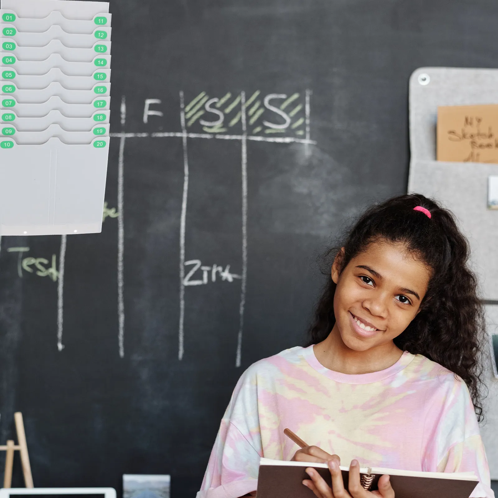 1pcs-attendance-cards-holder-flexible-plastic-storage-shelf-hanging-wall-mounted-multi-pocket-office-factory-cards-rack