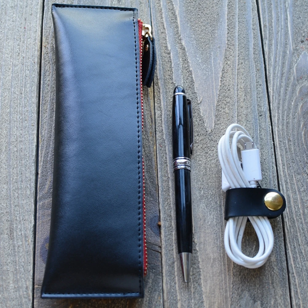 

Stationery Bag Pen Suitable for Students and Office Workers Zipper Pouch Pens Black Color Holder Case