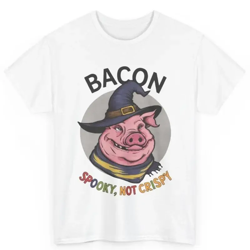 Halloween Pig Spooky Bacon Not Crispy Funny Cotton T Shirt