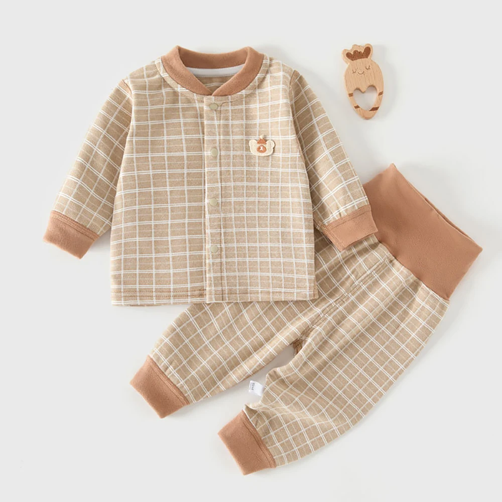 MILANCEL Baby Clothing Sets 0-3T Baby Girl Clothes Cartoon Grid Sleepwear for Newborns Boys Household Clothes