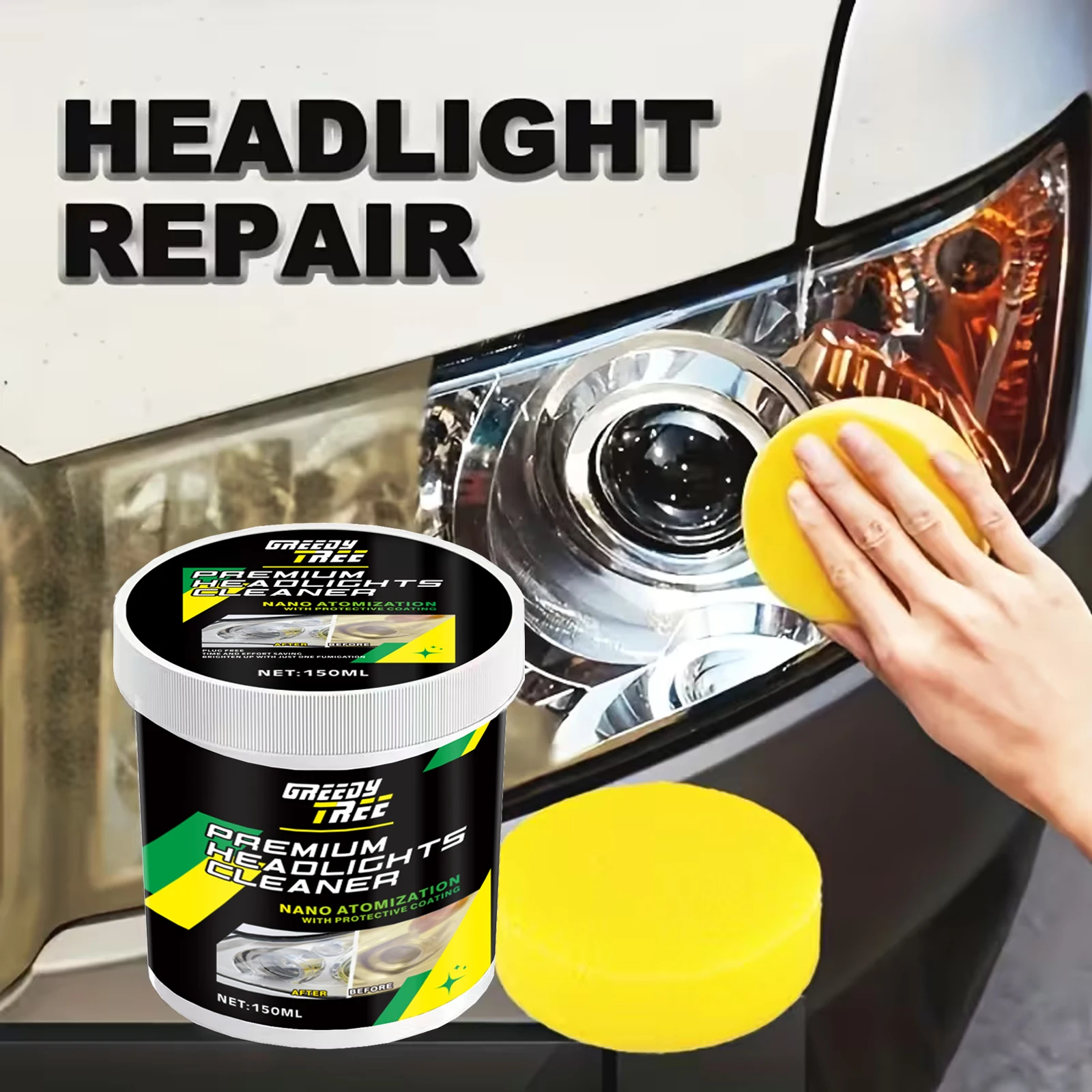 Car Headlight Restoration Polishing Kits Headlamp Scratch Remover Repair Cleaning Paste Remove Oxidation Headlight Polish Liquid