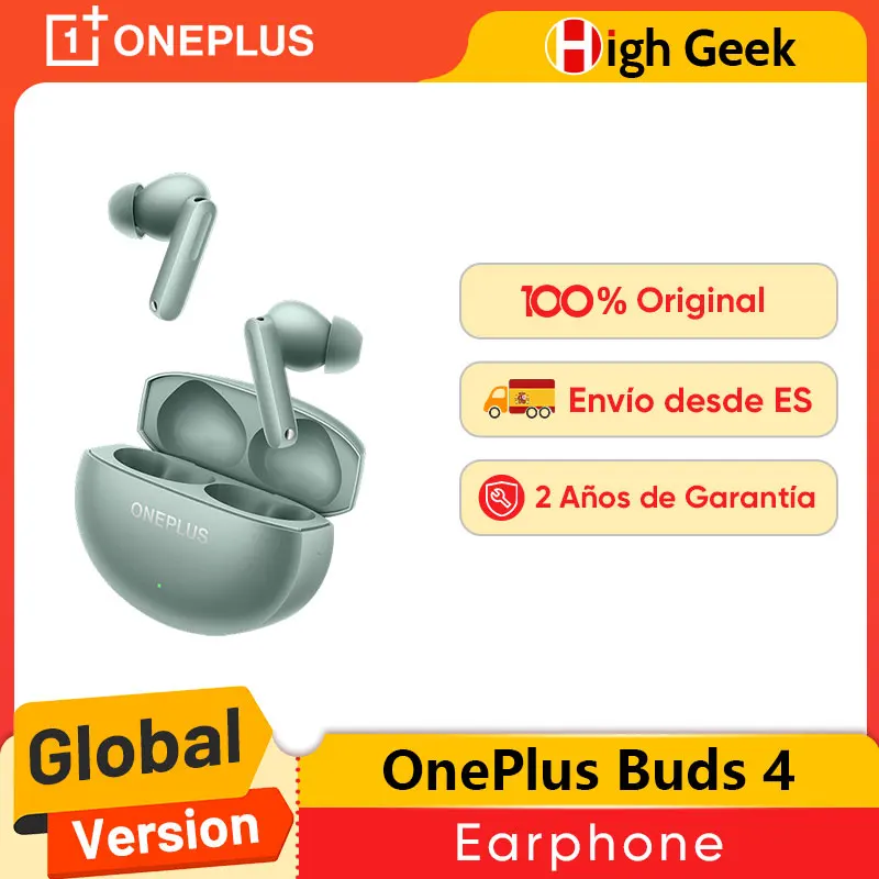 Versión Global OnePlus Buds 4 Auriculares True Wireless Hasta 55dB Cancelación de Ruido ANC Dual Drivers con Dual DACs Bluetooth 5.4 Auriculares Resistentes al Agua IP55