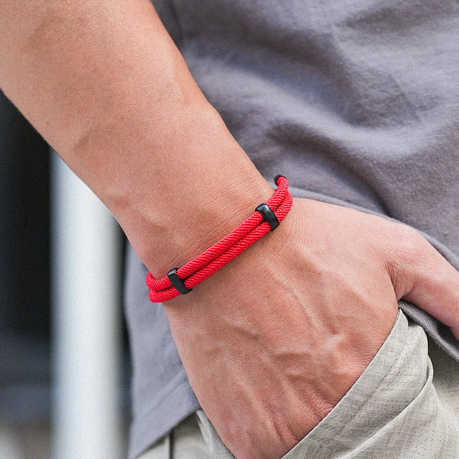 Sliding Rope Bracelet for Men Adjustable Cord Minimalist Homme Cuff Braclet Nylon Threaded Braslet Yacht Rope Joias