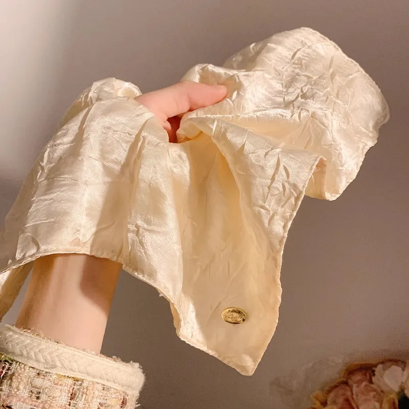 Cerchio per capelli sciarpa quadrata in raso cerchio per capelli dell'intestino crasso donna sensazione di fascia alta copricapo in corda per capelli quadrata super grande