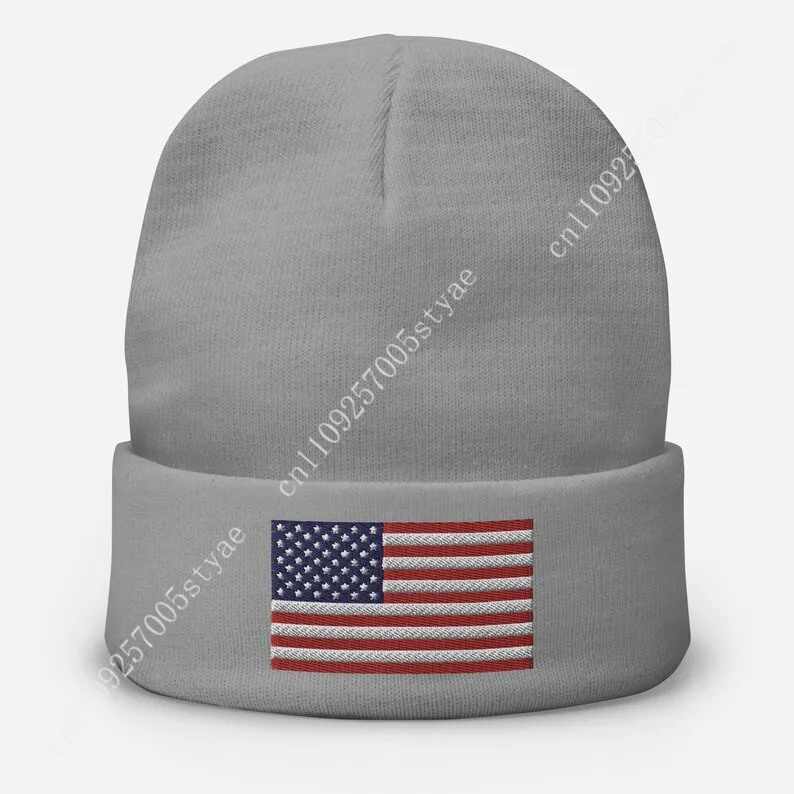 American Flag Beanie Men Women Embroidered Knit Hat Beanies Warm Winter Caps Soft Skull Cap Fashion Ski Hats Knitted Hat 5
