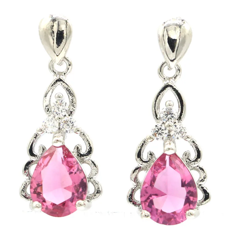 Buy 3 Get 1 Free 24x10mm Highly Recommend Violet Tanzanite Golden Citrine Pink Tourmaline Emerald Females Silver EarRings