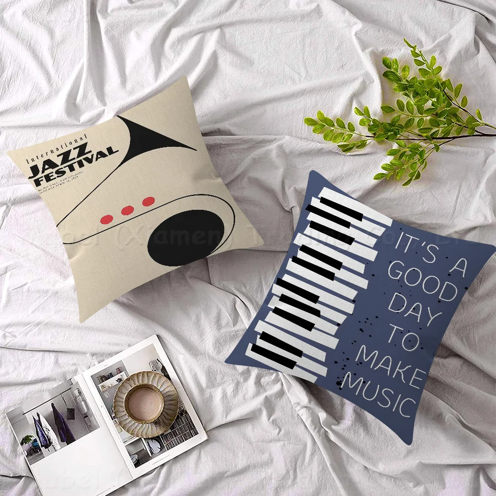 Jazz Festival Record Machine MusicOffice Cushion Pillowcase Car Cushion Cover45X45CM Lumbar Pillowcase Sofa Pillowcover