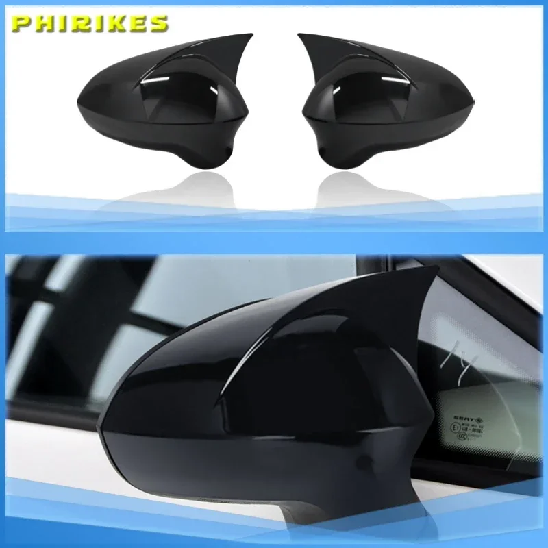 

2p Bright Black Side Wing Rearview Mirror cover caps For Seat ibiza Cupra 2009-2017