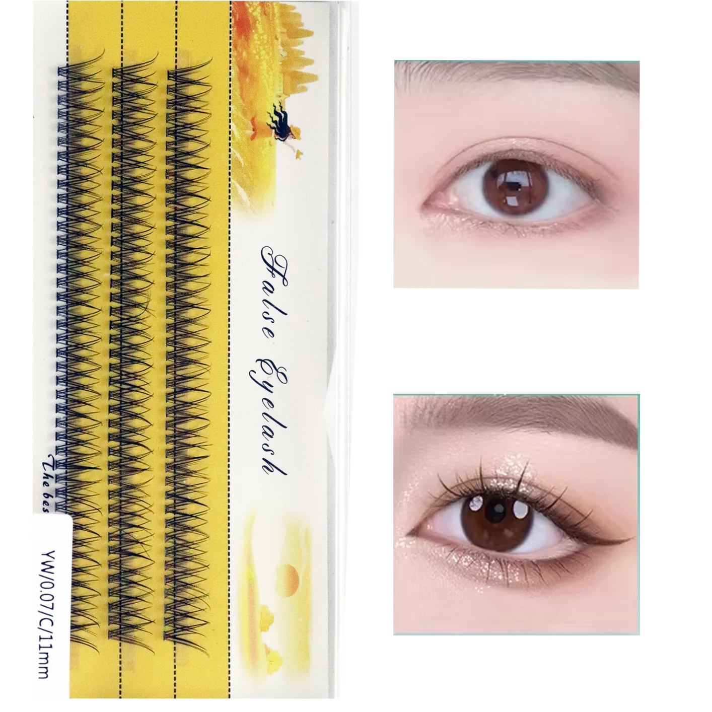 1 Box/120 Bunches Mink Eyelashes Natural 3D Russian Individual Eyelash cluster Makeup tools Fish Tail False Eyelashes wholesale