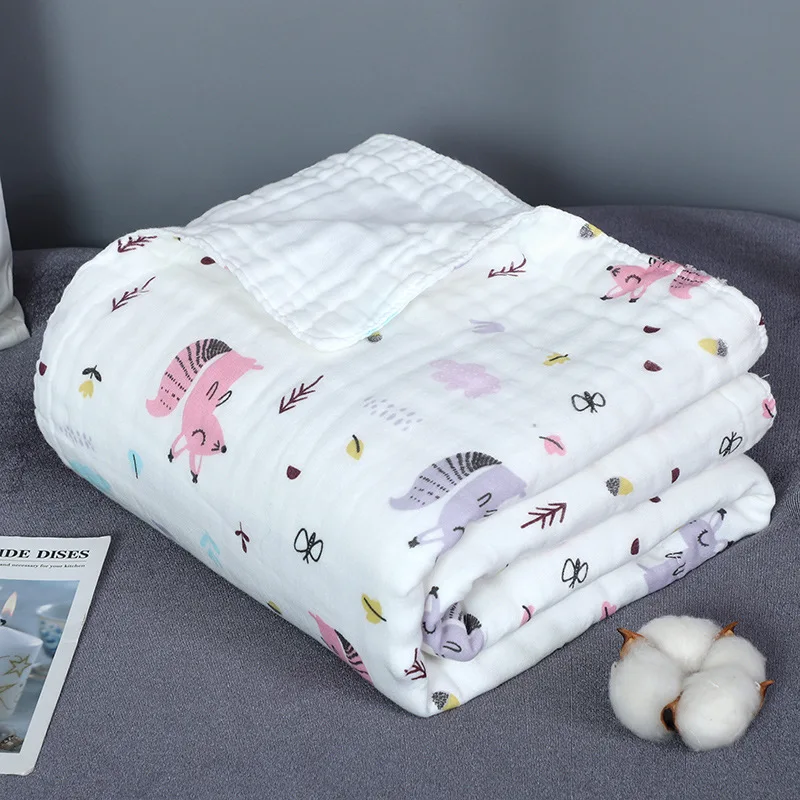 Newborn Baby Bath Towel Muslin 100% Cotton 6 Layer Gauze Skin-friendly Infant Washcloth Bathrobe Baby Wrap Blanket Shower Towel