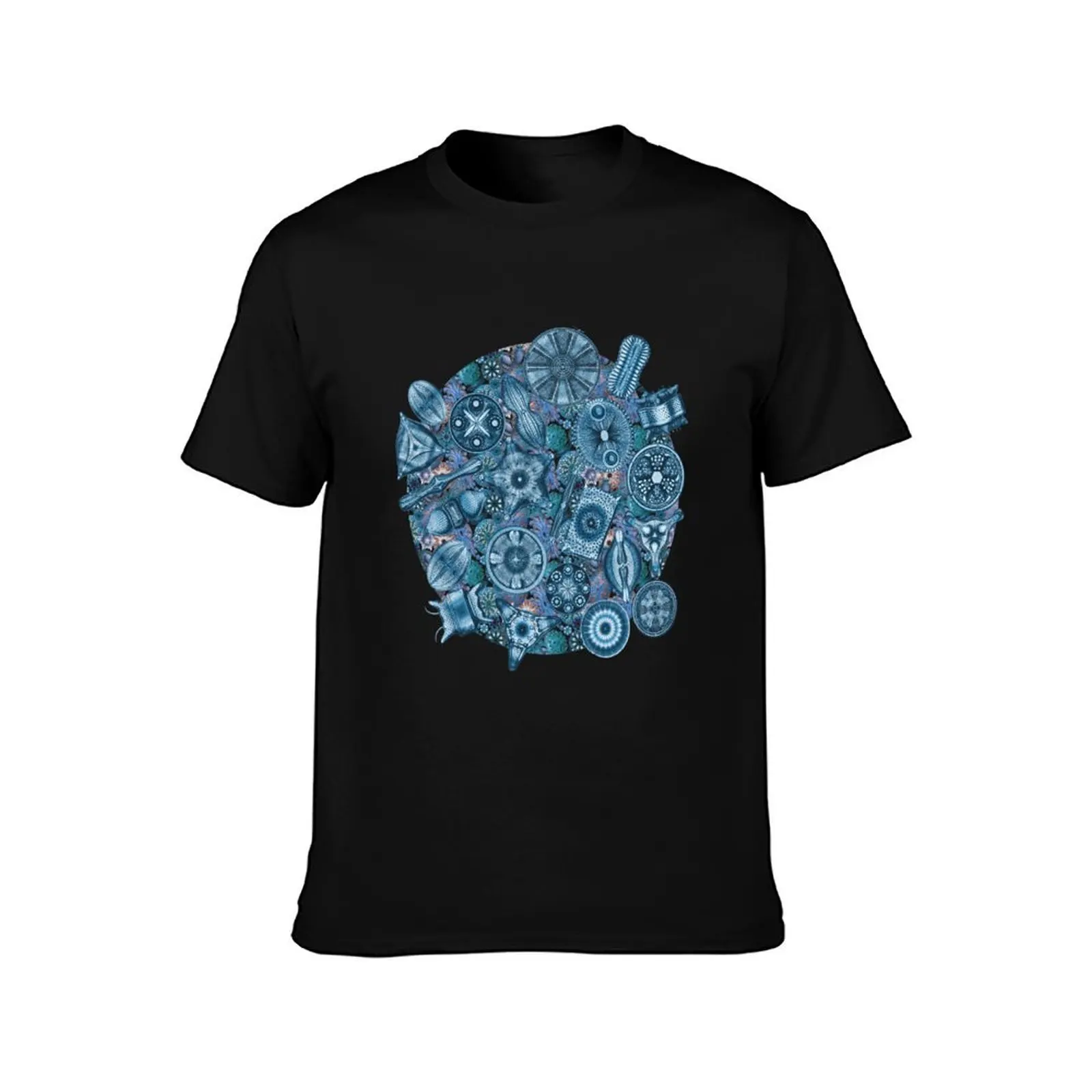 Ernst Haeckel Teal Diatoms Tossed over Sea Squirts T-Shirt baggy shirts tops vintage clothes designer t shirt men