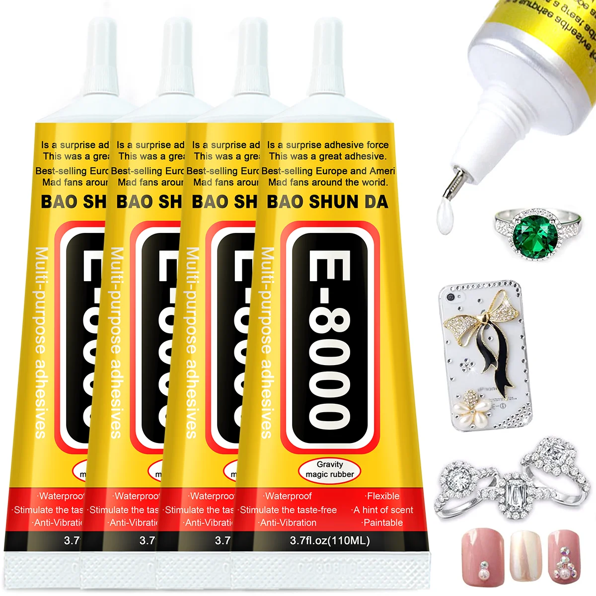 Pegamento transparente E8000 para reparar pantallas de móviles Pegamento extra fuerte e impermeable E8000 para joyería y manualidades  Joyas de cristal Manualidades DIY Herramientas universales para pantallas táctiles