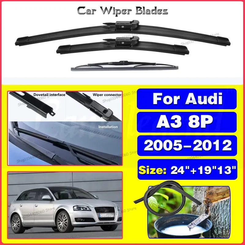 

Wiper Front Rear Wiper Blades Set For Audi A3 8P 2005 2006 2007 2008 2009 2010 2011 2012 Windshield Windscreen 24"+19"+13"