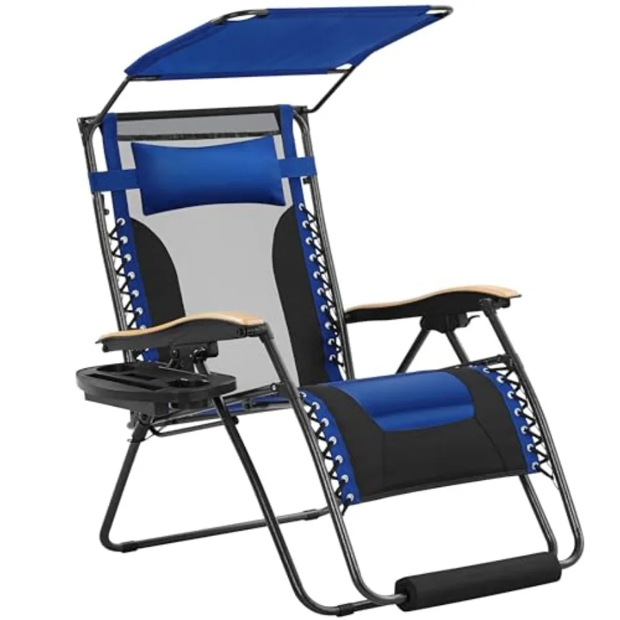 

29in Zero Gravity Chair Adjustable Patio Padded Anti Gravity Recliner Foldable Outdoor Lounger with Cup Holder Tray C