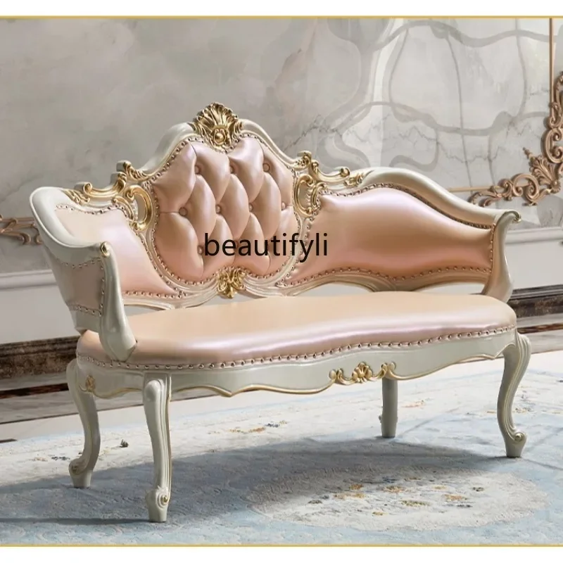 

A44 Living room fully equipped single concubine chair sofa American light luxury leather solid wood sofa