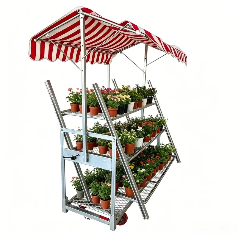 Industrial Greenhouse Rack Plant Flower Trolley Danish Dutch CC Container Heavy Plywood Shelves Q235 Steel Frame
